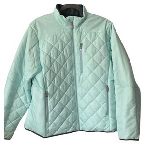 Light Turquoise Quilted Women’s Lands’ End Ski Jacket, Size Large